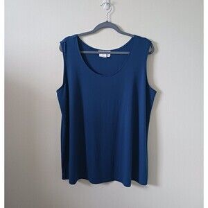 Vintage‎ Ulla Popken Relaxed Fit Tank Top Stretch Round Neck Teal 20/22